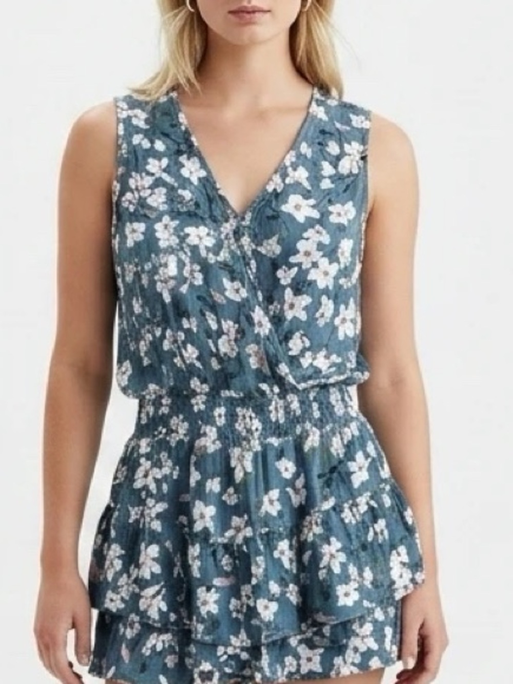 Mustard Seed Blue Floral Tunic Top